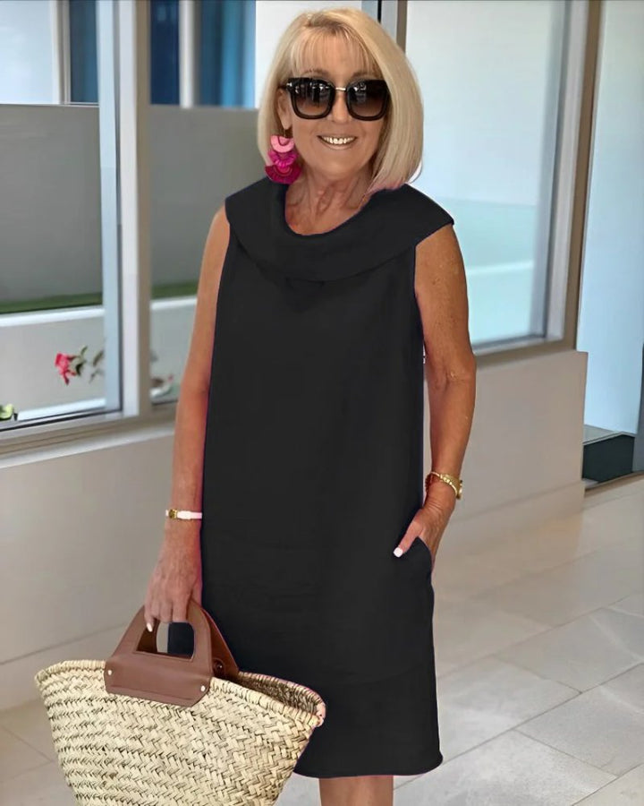 Easy wear women's lightweight summer dress. Sleeveless & wide-neck for ultimate comfort on hot days.