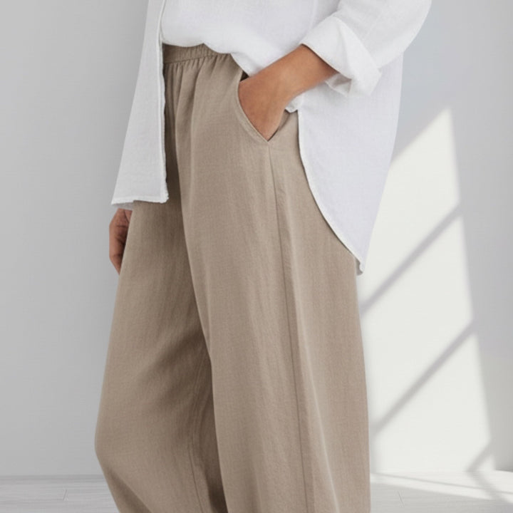 Relaxed fit women's lightweight wide leg pants, perfect for comfortable spring and summer vacation outfits.