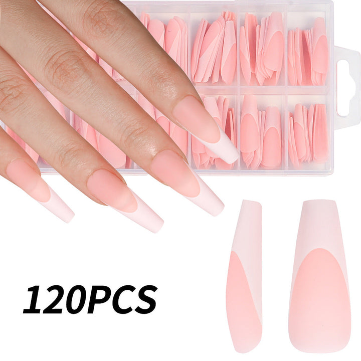 Ultra-long stiletto shape fake nail tips for women seeking dramatic length & elegant nail art designs and beauty.