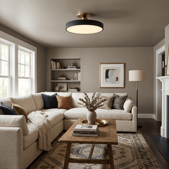 Sleek Lumeanon round LED flush mount, energy-efficient & dimmable for contemporary home decor.