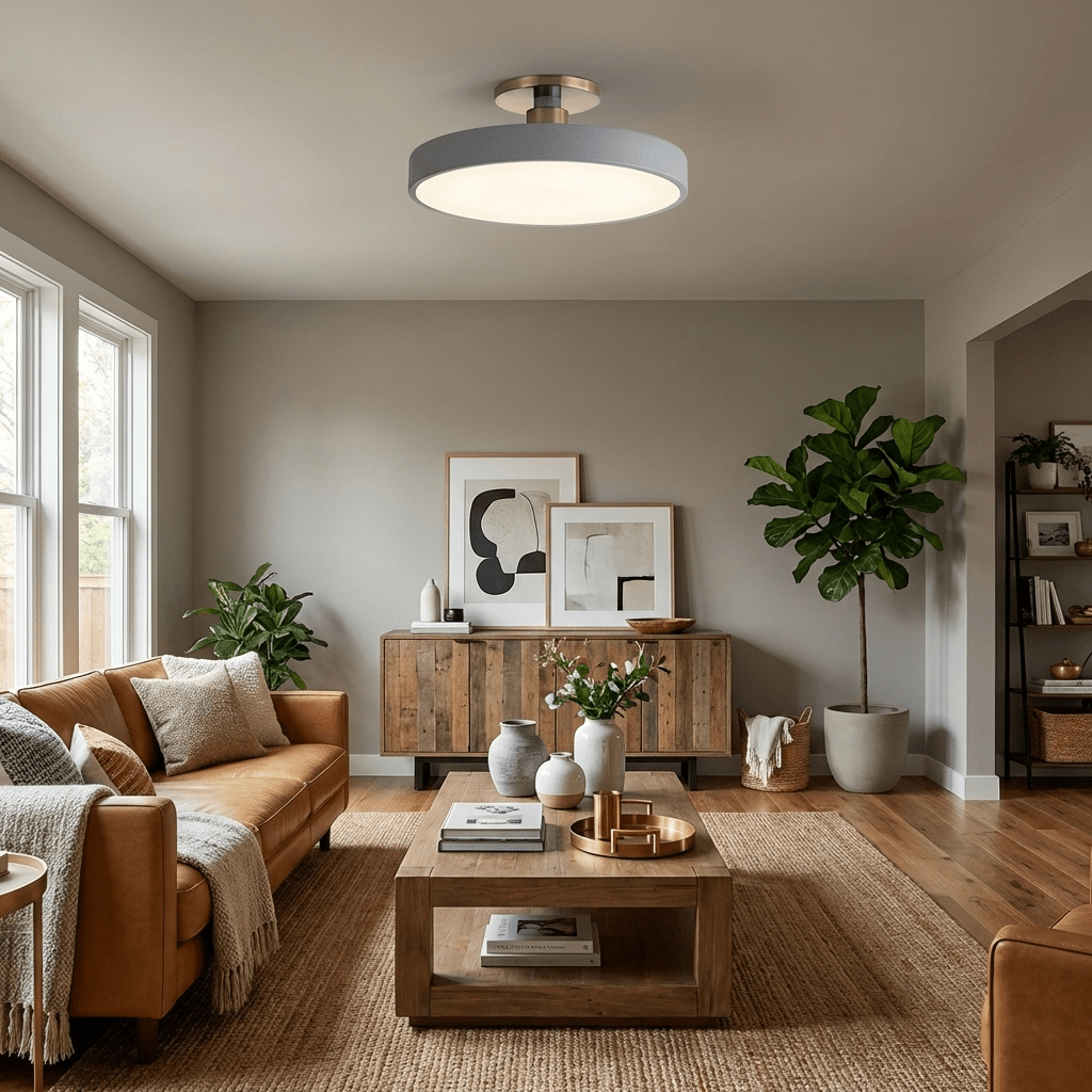 Dimmable Lumeanon round LED ceiling light, modern ambient lighting, energy-efficient design.