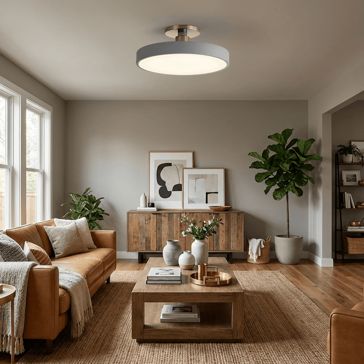 Dimmable Lumeanon round LED ceiling light, modern ambient lighting, energy-efficient design.