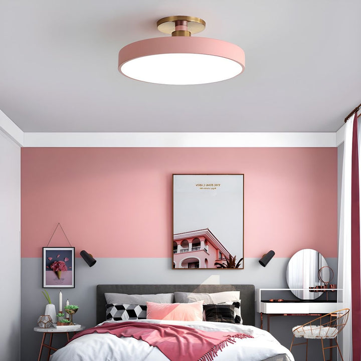 Energy-saving Lumeanon round LED ceiling fixture, modern flush mount, dimmable ambient light.