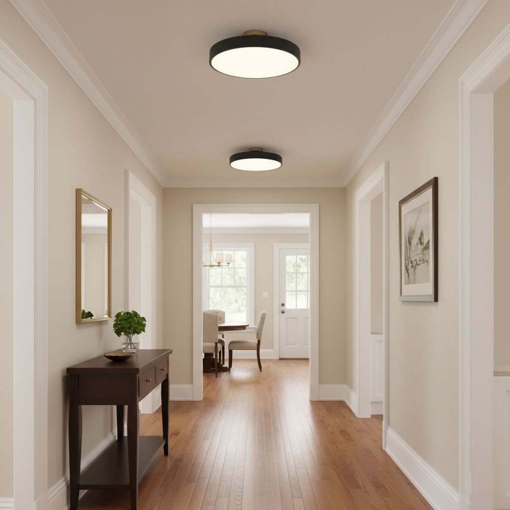 Lumeanon round LED dimmable ceiling light, sleek flush mount for modern, energy-efficient ambient light.