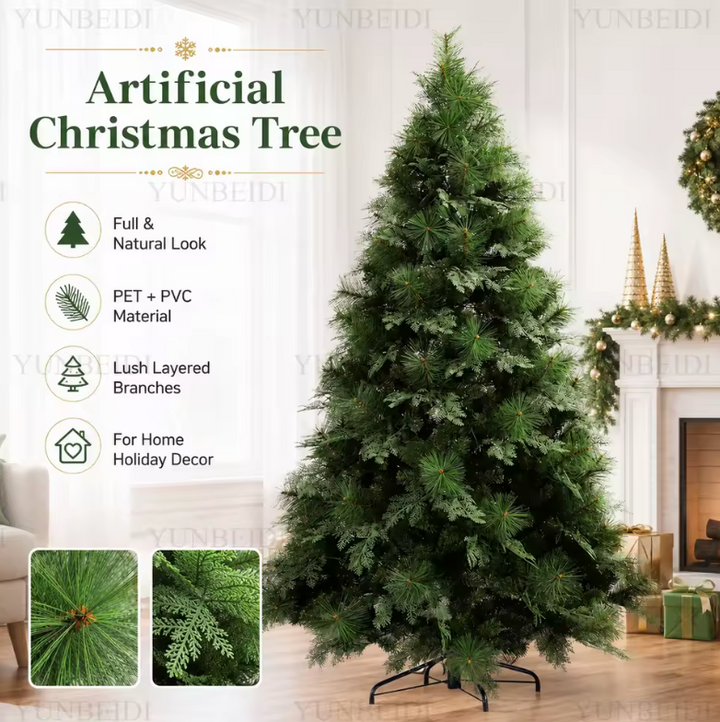 Reusable artificial Christmas tree, highly realistic, providing beautiful & easy-to-setup holiday decor.