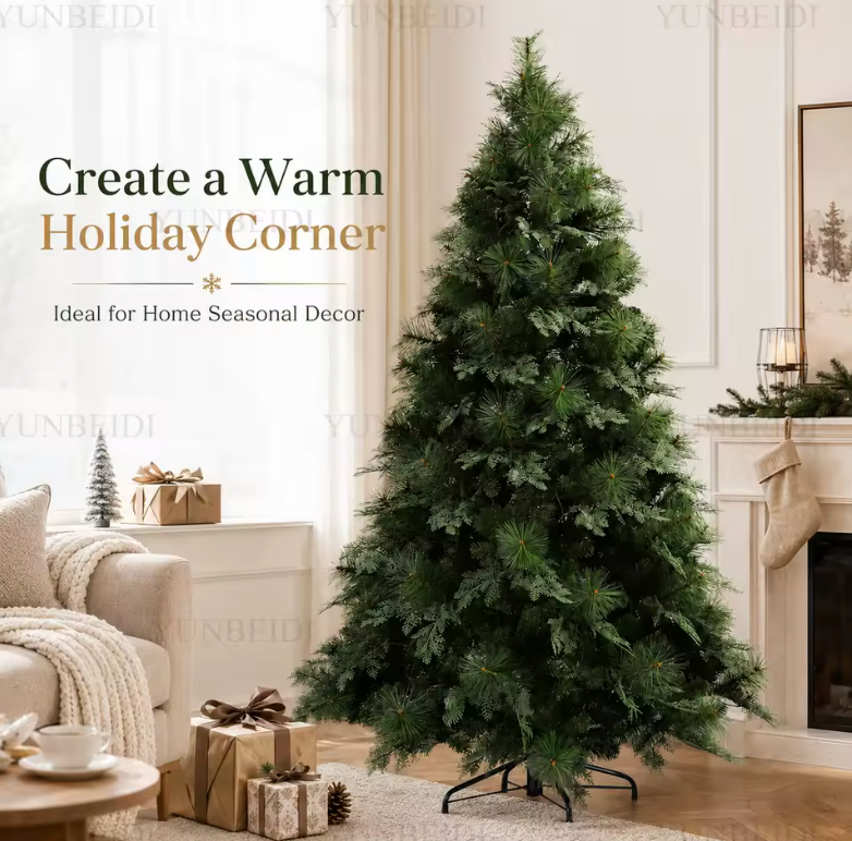 Easy setup artificial Christmas tree, with realistic hybrid branches creating a full, lush holiday look.