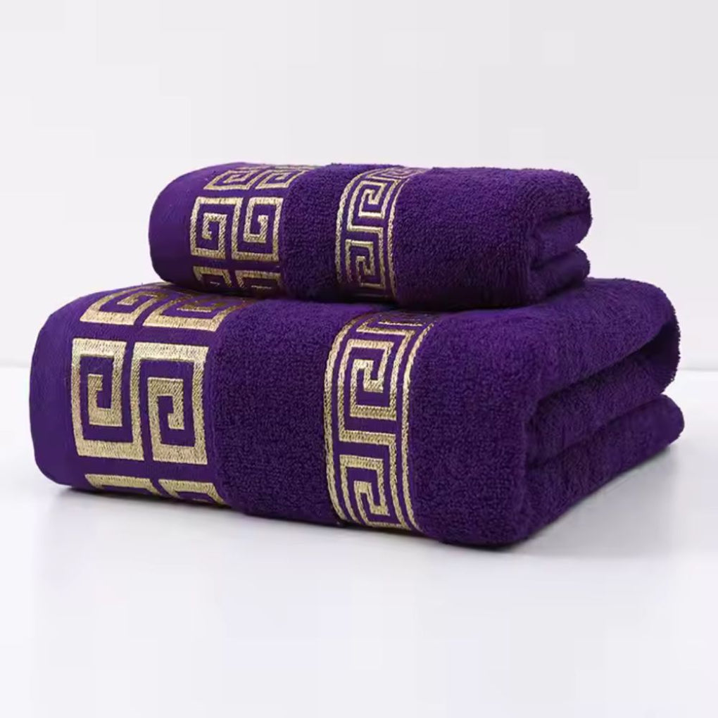 Premium cotton bath towel set (2-pack) for luxurious home decor, guest use & spa comfort. Quick dry.