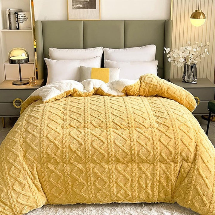 Warm winter weighted blanket, super thick plush design. Perfect cozy throw for cold nights. Lamb cashmere comfort.