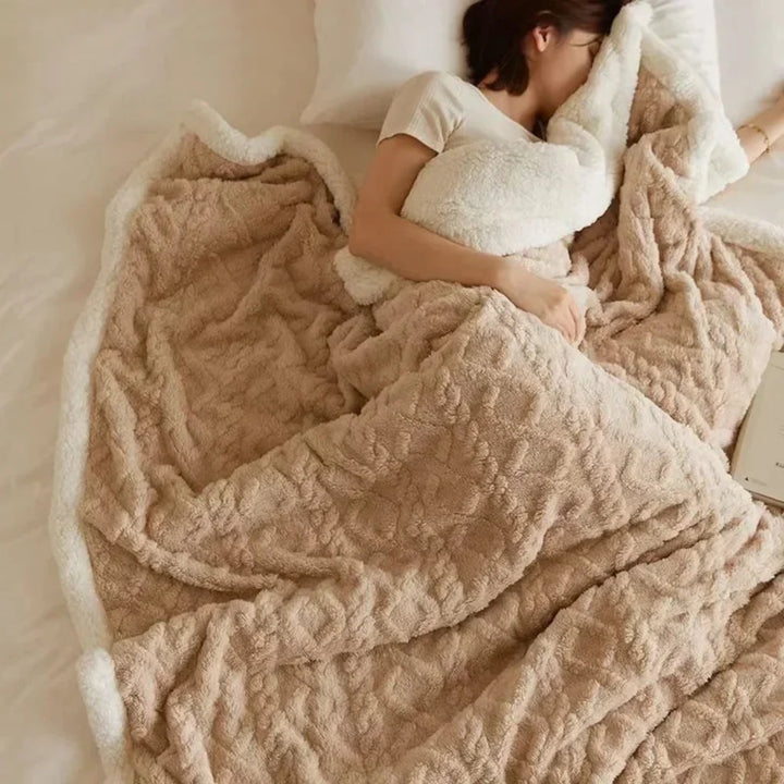 Modern thick blanket in a rich color, designed for warmth, comfort, and stylish home decor.