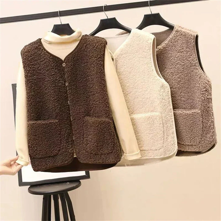 Soft women's fleece vest in a gilet style, providing ultimate comfort and warmth for autumn fashion.