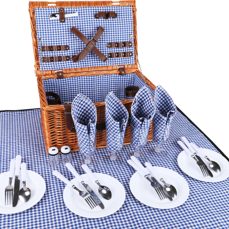 Portable luxury picnic basket for women, insulated cooler keeps food fresh; includes full crockery for 2-4.