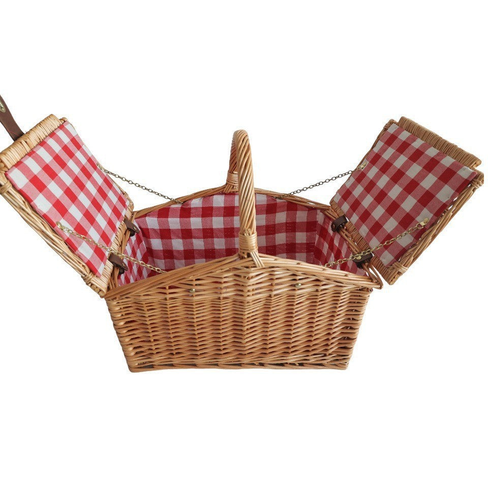 High-quality women's picnic hamper, features an insulated cooler & a durable crockery set for chic outdoor dining.