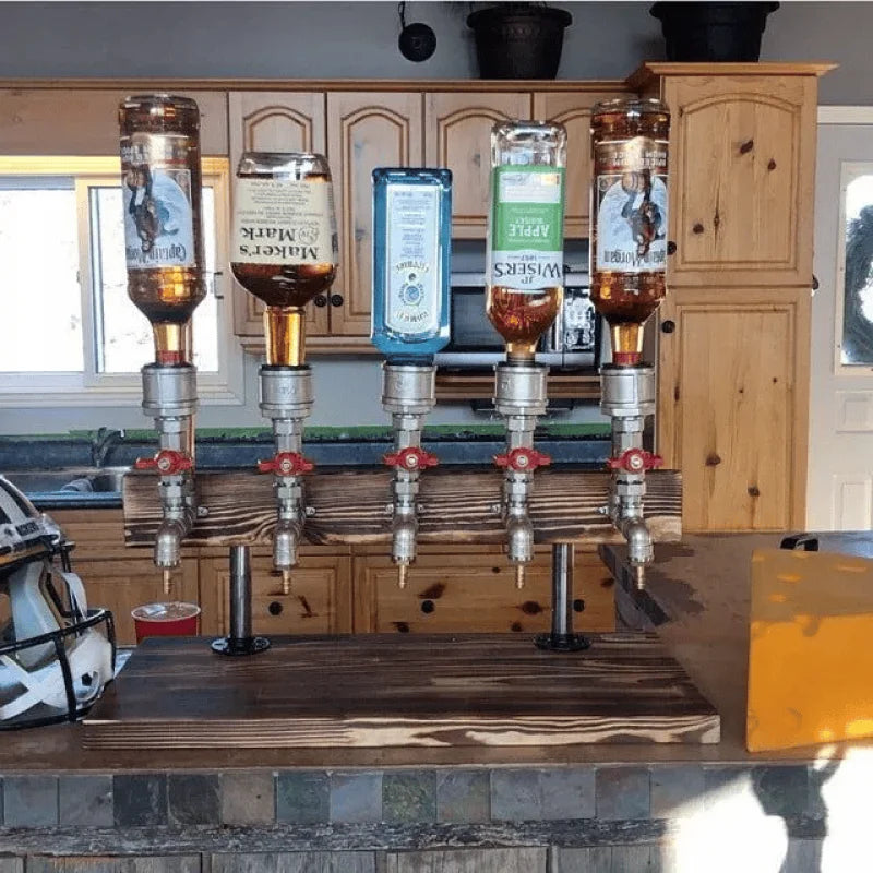 Elegant wooden drink dispenser, a luxurious kitchenware gift for home bar enthusiasts. Stylish server.