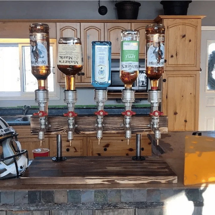 Elegant wooden drink dispenser, a luxurious kitchenware gift for home bar enthusiasts. Stylish server.