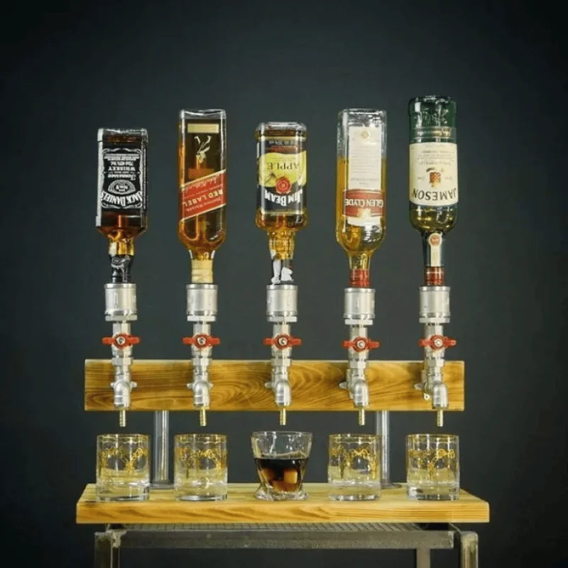 Functional wooden drink dispenser, premium barware for your home bar. Rustic beverage server for daily use.