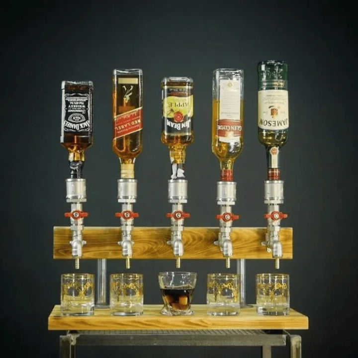 Functional wooden drink dispenser, premium barware for your home bar. Rustic beverage server for daily use.