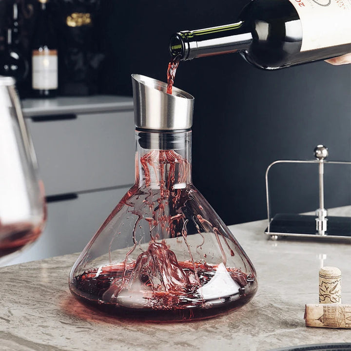 Elegant crystal wine decanter, a perfect wine accessory for aeration, filtering, and serving red wine.