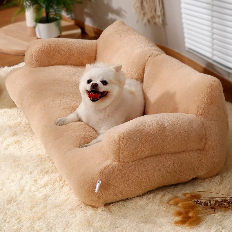 Luxury plush dog sofa bed for ultimate comfort. Cozy, washable pet bed for small to large dogs.