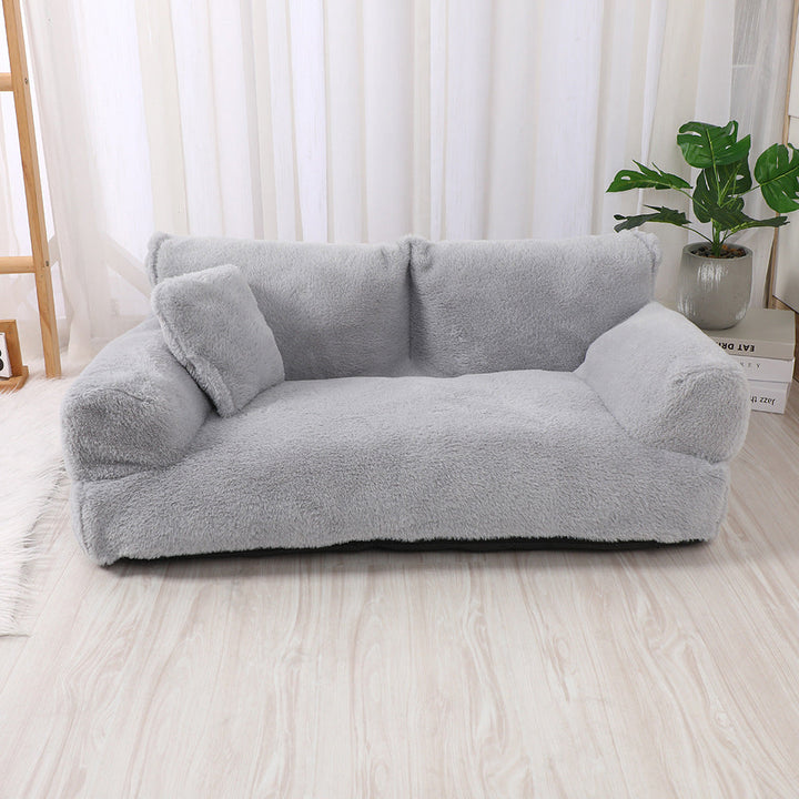 Stylish luxury plush dog sofa bed, ultimate comfort. Modern pet supplies, cozy design.