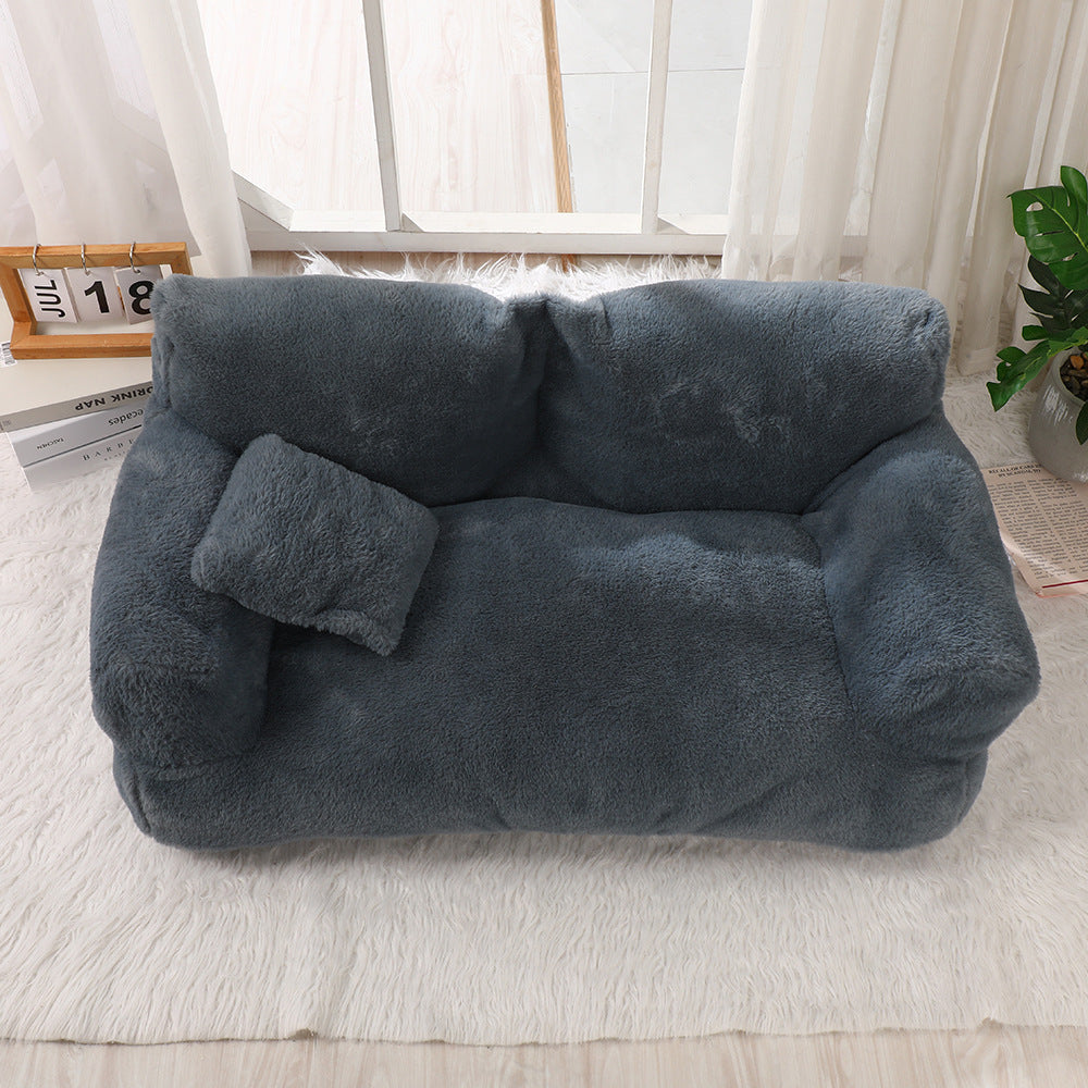 Ultra-cozy luxury plush dog sofa bed for ultimate comfort. Washable pet bed, perfect for all dogs.