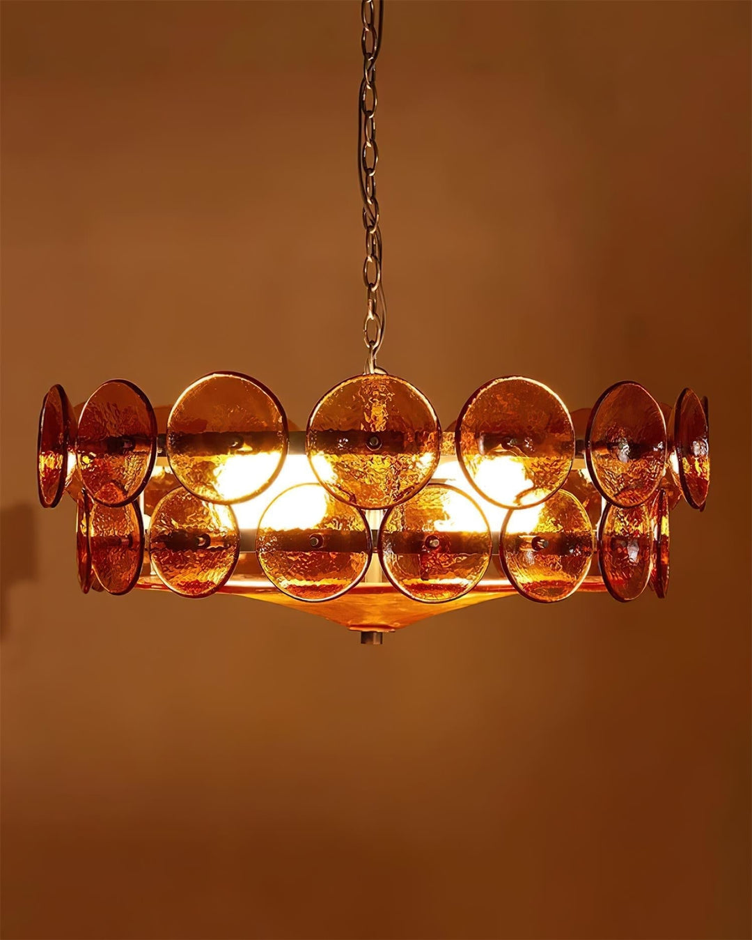 Eye-catching luxury round chandelier with sparkling glass elements.