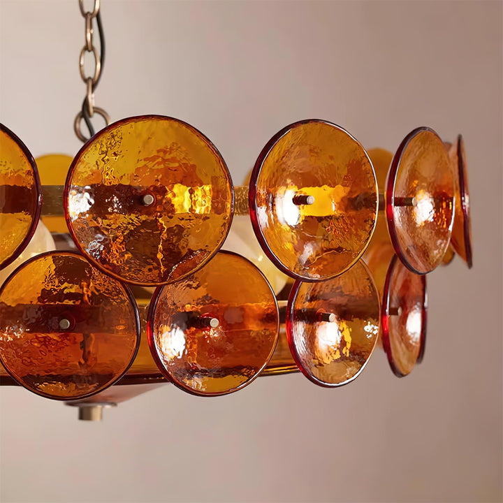 Artistic round glass chandelier, a statement piece for luxury living.