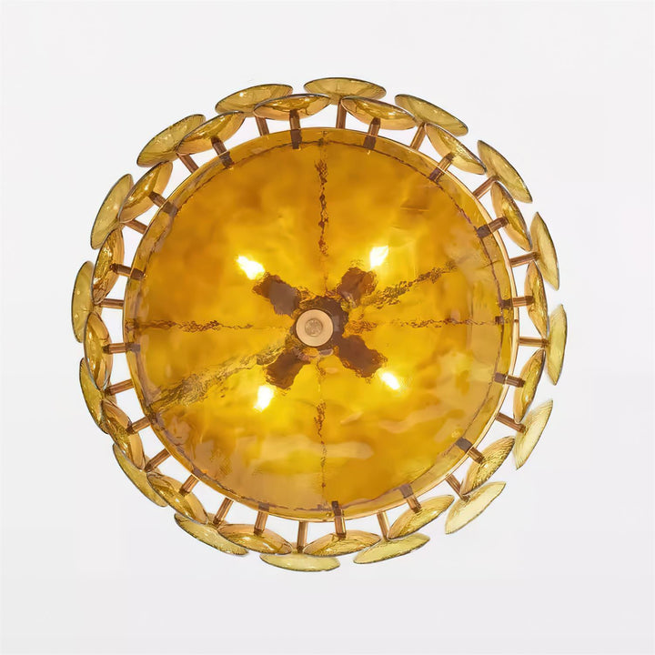 Modern elegant round chandelier, perfect ceiling lighting for living spaces.