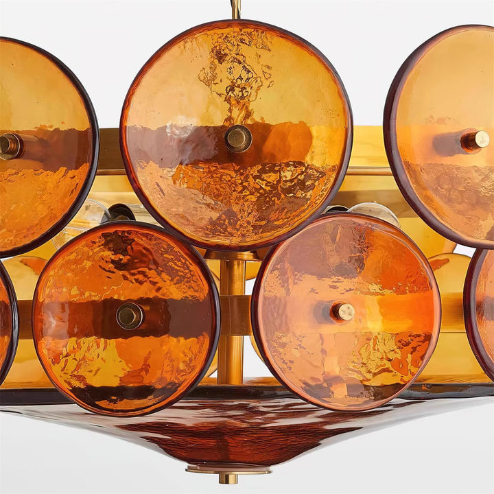 Stylish round glass chandelier in luxury design, ideal home decor lighting.