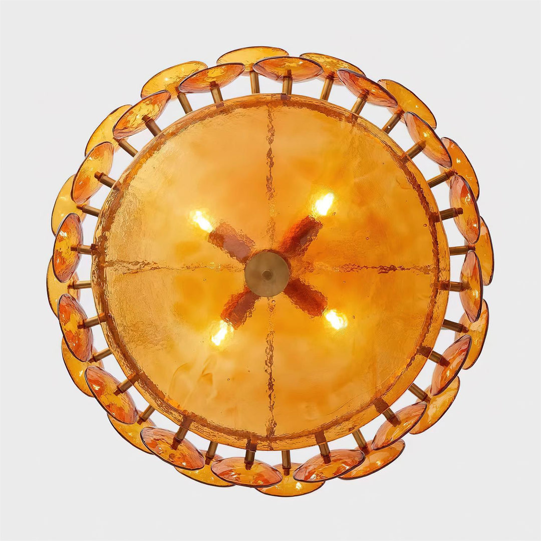 Orange & white luxury round chandelier, modern lighting for dining rooms.