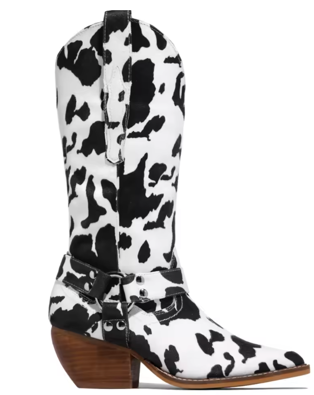 Elegant women's luxury cowboy boots with a distinct pointed toe and sturdy block heel for sophisticated Western wear.
