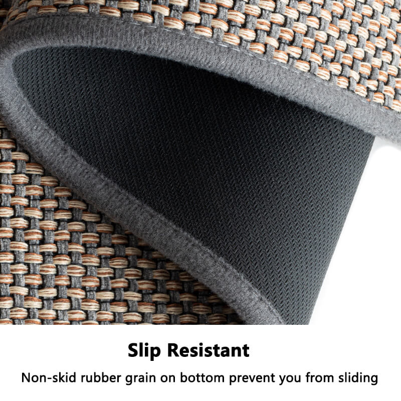 Machine washable woven indoor door mat for entryway. Durable polypropylene, easy clean floor mat, non-slip.