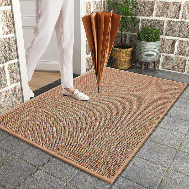 Textured woven polypropylene indoor mat. Machine washable, non-slip, perfect entryway floor mat for any home.