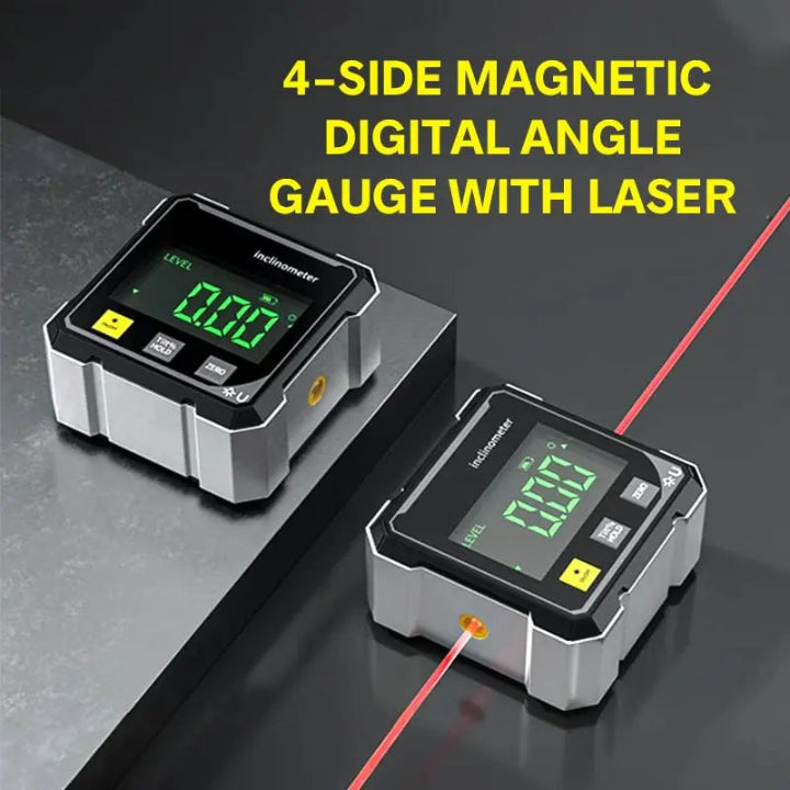 Unisex magnetic digital angle finder level for hands-free precision measurement on metal surfaces.
