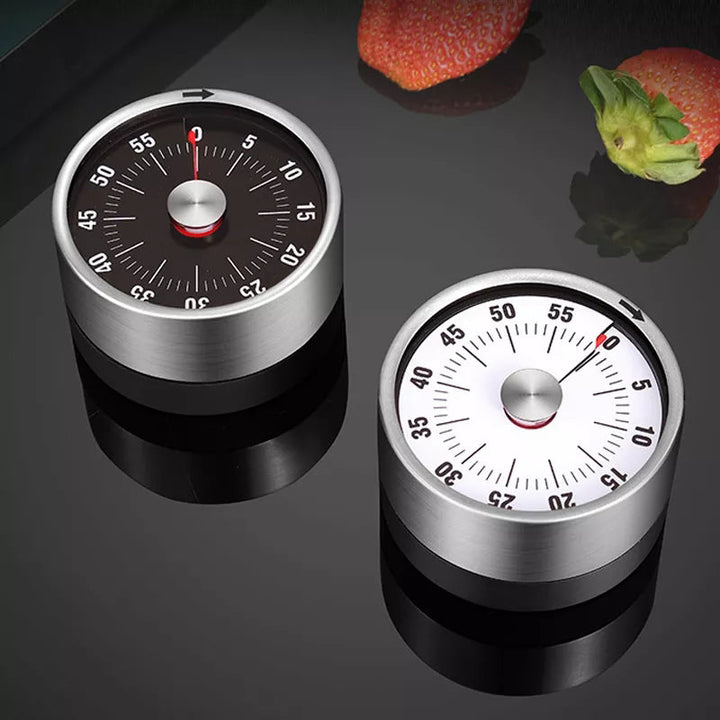 Practical productivity tool: magnetic mechanical timer. No battery. For kitchen, study & time management.