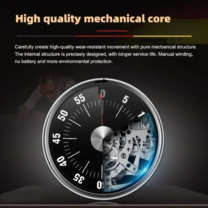 Reliable mechanical kitchen timer. Magnetic, no battery. Ideal for cooking, baking & busy tasks.