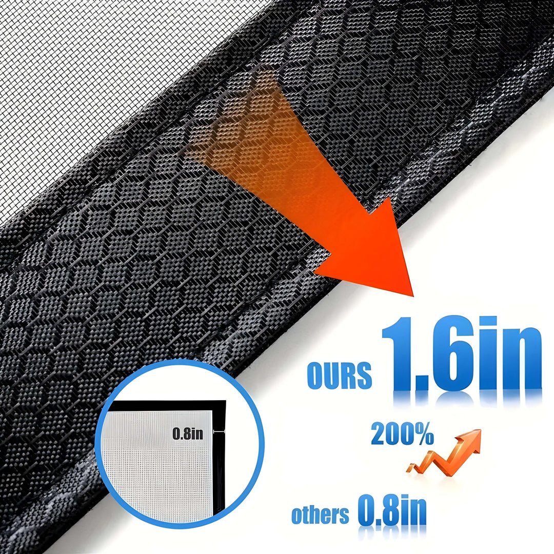 Hands-free magnetic screen door with strong magnets. Easy installation, self-closing design blocks insects effectively.