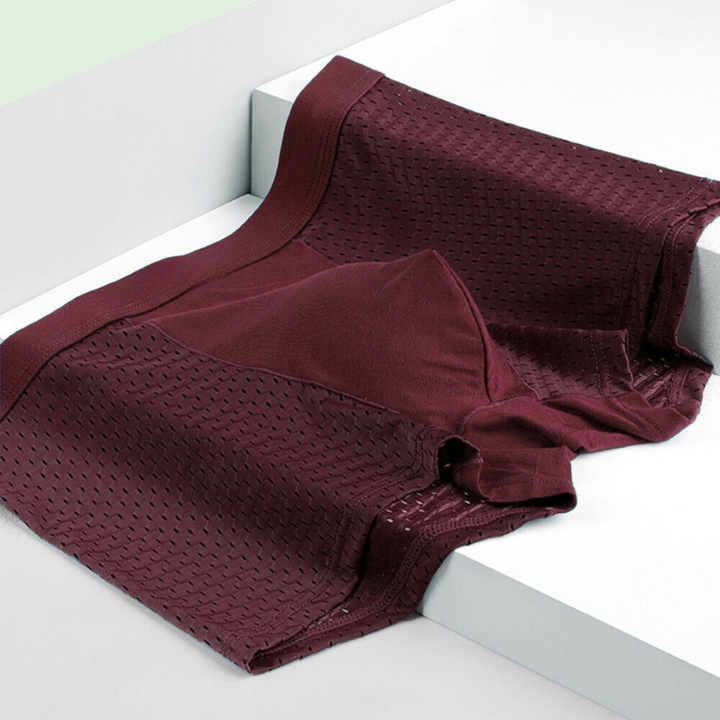 Men's 10-pack boxer briefs packaging, showcasing ultra-comfort, breathable, and flexible everyday essentials.