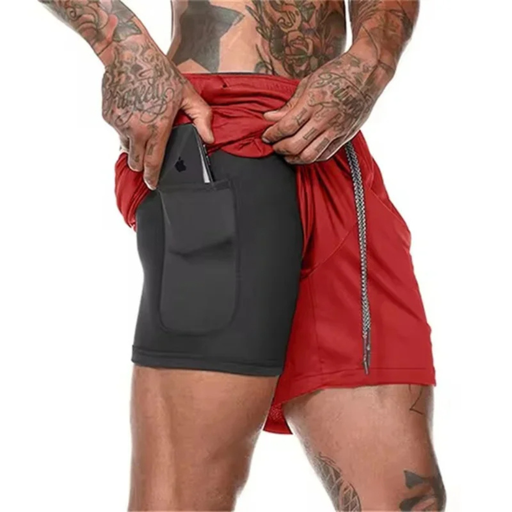 Multi-sport men's 2-in-1 shorts, quick-dry and breathable, perfect for any active pursuit.