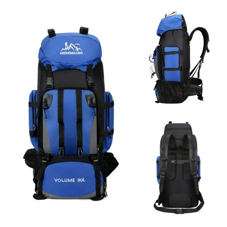 Rugged men's waterproof 90L camping backpack, built for durability on any hiking expedition.