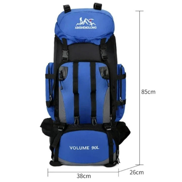 Men's lightweight 90L hiking backpack, waterproof design for travel and demanding outdoor sports.