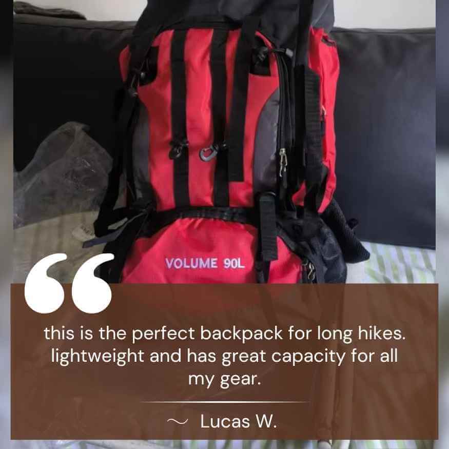 Premium men's 90L waterproof backpack, durable and lightweight for serious hiking & outdoor gear.