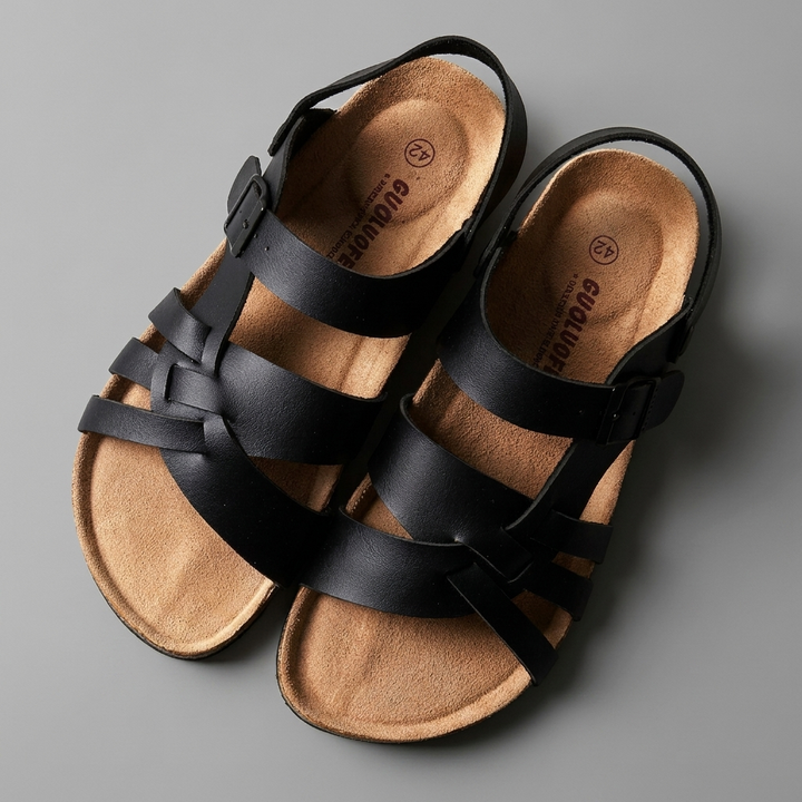 Durable men's adjustable strappy sandals with secure slingback design, great for outdoor activities & travel.