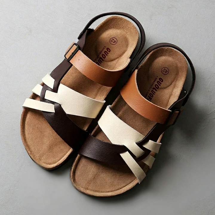 Comfortable men's summer sandals featuring adjustable straps & slingback for a secure fit, perfect for casual wear.