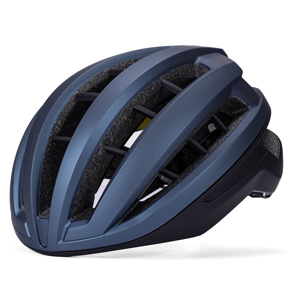 Men's aerodynamic road cycling helmet. Lightweight, protective safety gear designed for optimal performance bike riding.