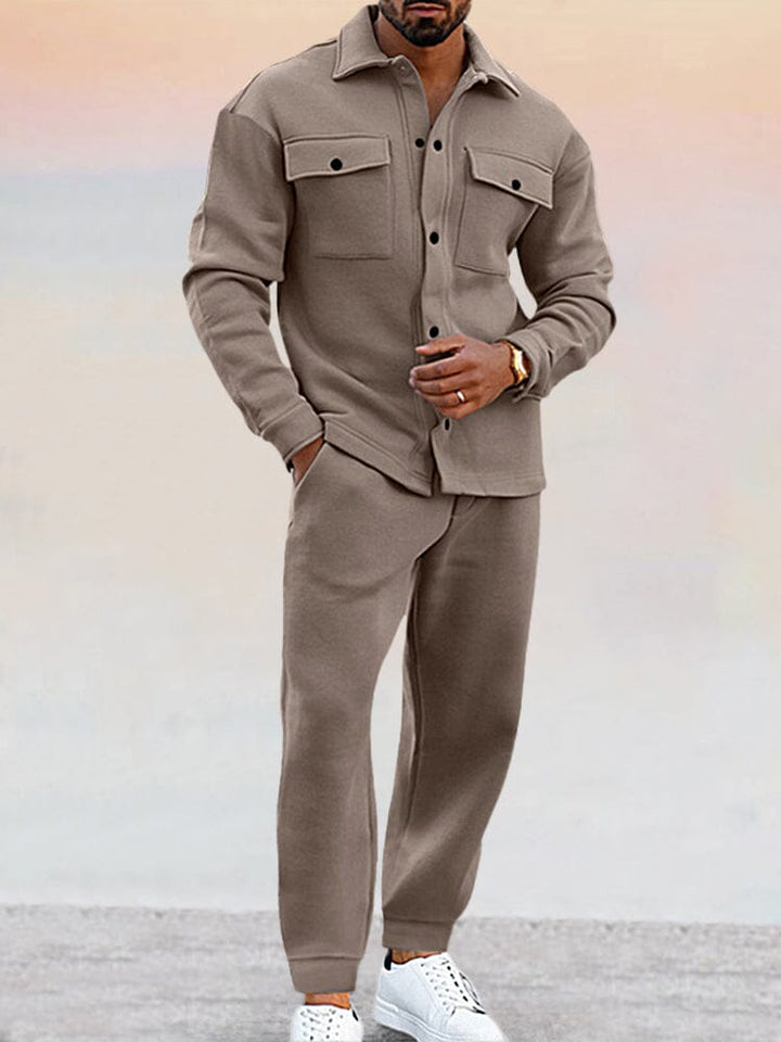 Matching men's loungewear set with joggers & top, designed for supreme relaxed comfort.