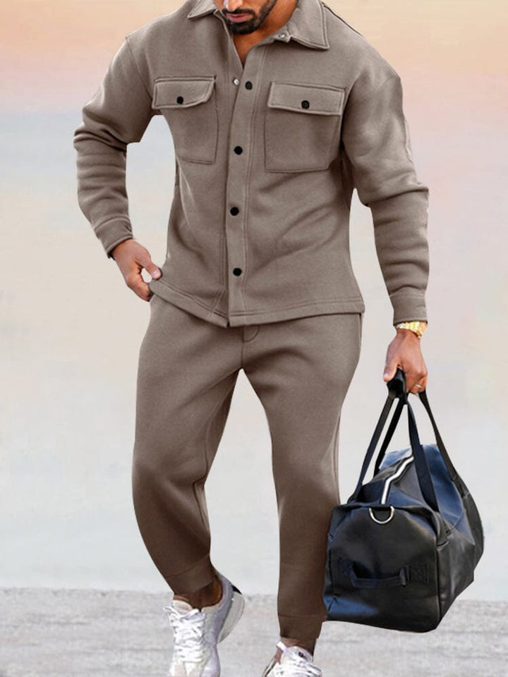 Fashionable men's jogger and top matching set, suitable for sportswear & casual outings.