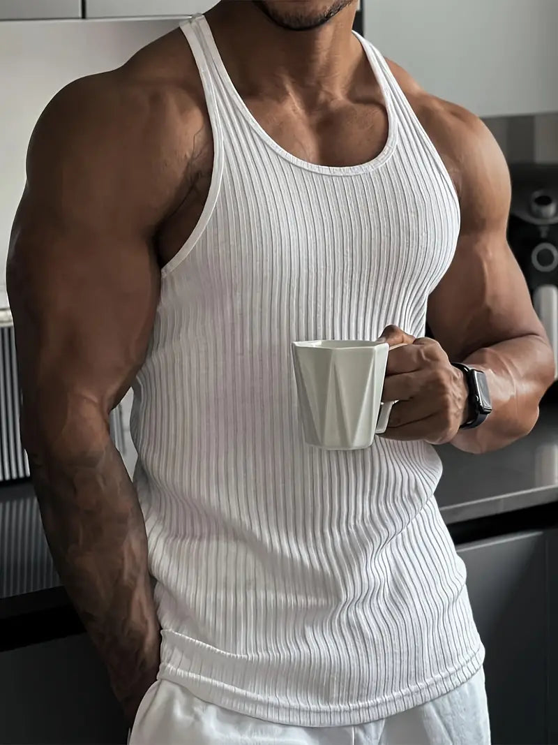 Men's athletic body fit tank top, ideal for intense workouts & gym performance.