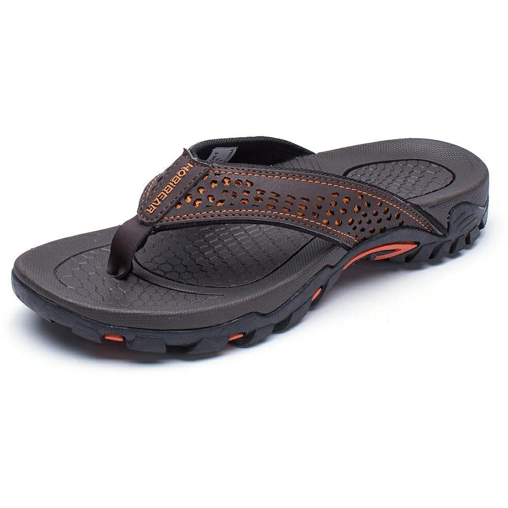 Men's athletic flip flops with strong arch support for ultimate comfort & pain relief, ideal for plantar fasciitis.
