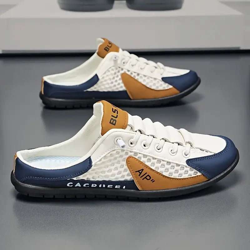Lightweight men's open-back lace-up trainers, designed for ultimate breathability and effortless wear.