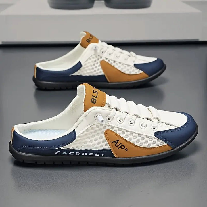 Lightweight men's open-back lace-up trainers, designed for ultimate breathability and effortless wear.